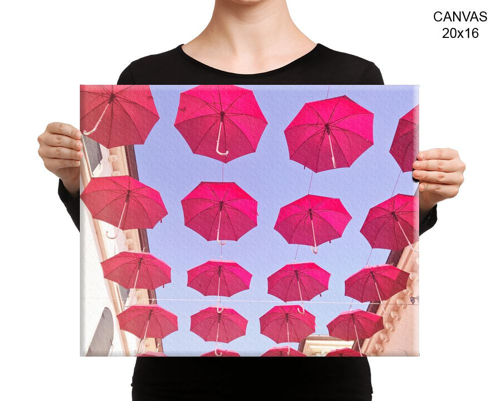 Red Umbrella Print, Beautiful Wall Art with Frame and Canvas options available Photography Decor