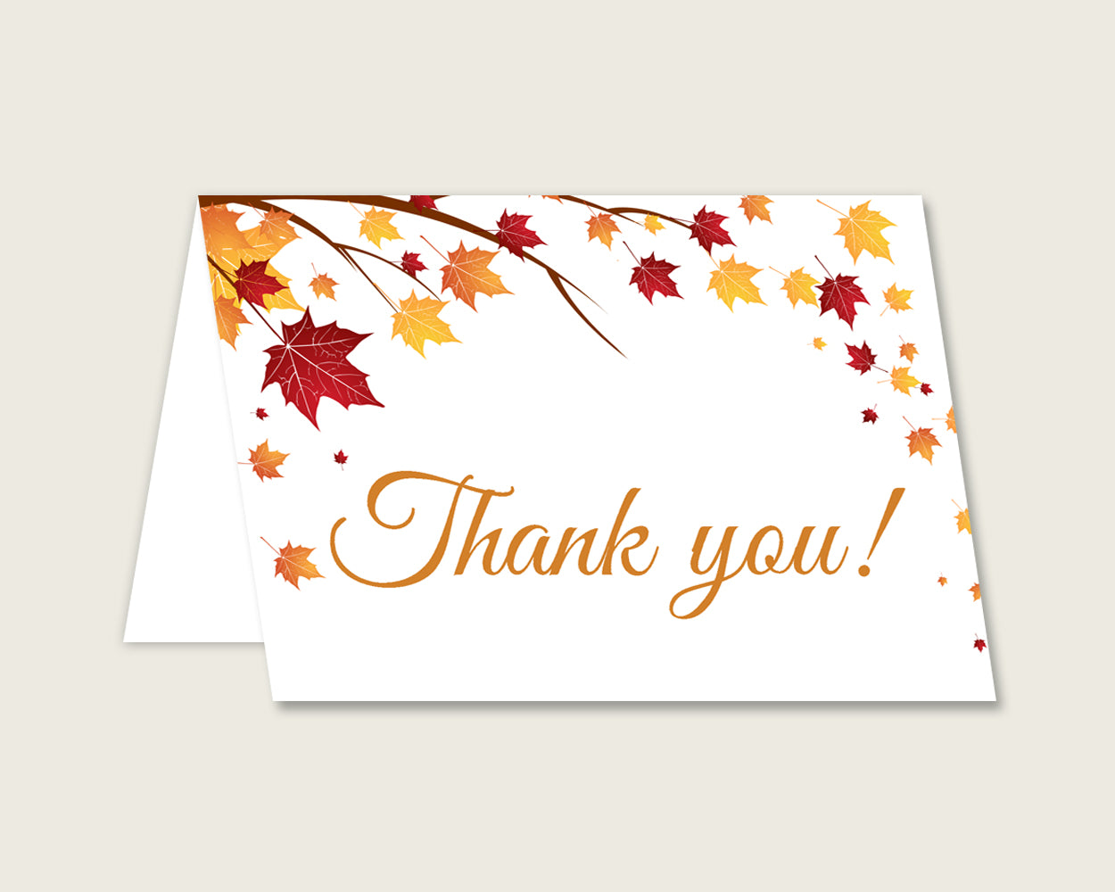 Thank You Card Bridal Shower Thank You Card Fall Bridal Shower Thank You Card Bridal Shower Autumn Thank You Card Brown Yellow party YCZ2S