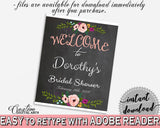 Bridal Shower Welcome Sign Editable in Chalkboard Flowers Bridal Shower Black And Pink Theme, editable greetings, printable files - RBZRX - Digital Product