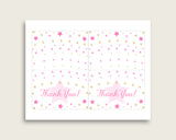 Pink Gold Thank You Cards Printable, Twinkle Star Baby Shower Thank You Notes, Girl Shower Thank You Folded, Instant Download, bsg01
