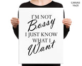 Bossy Print, Beautiful Wall Art with Frame and Canvas options available  Decor
