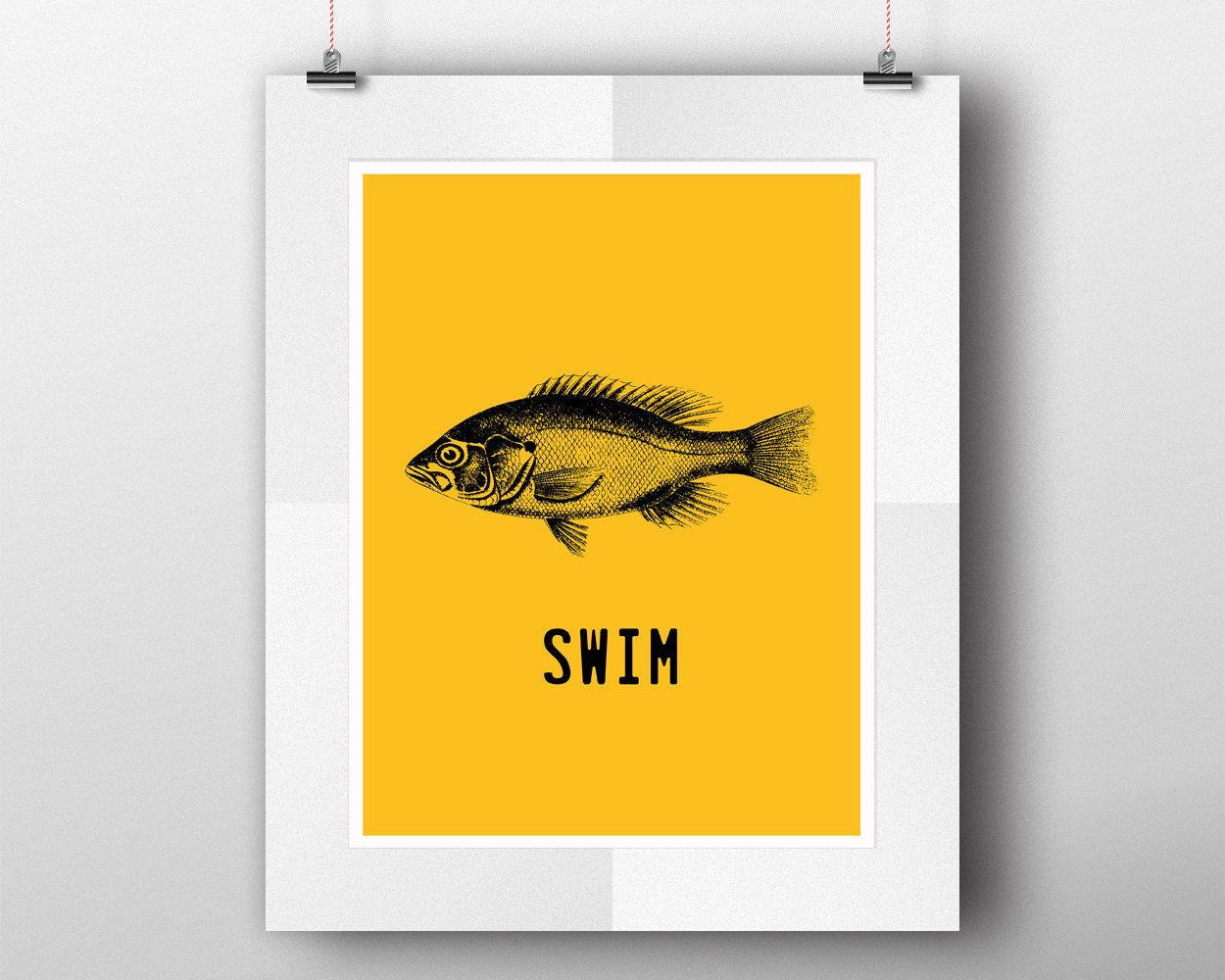 Wall Art Fish Digital Print Swim Poster Art Fish Wall Art Print Swim Office Art Swim Office Print Fish Wall Decor Fish minimalism - Digital Download