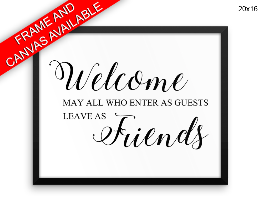 Welcome Print, Beautiful Wall Art with Frame and Canvas options available Home Decor