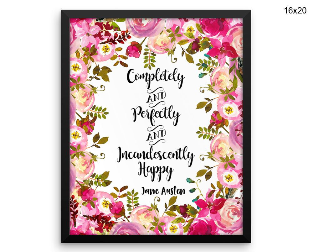 Jane Austen Print, Beautiful Wall Art with Frame and Canvas options available Quote Decor