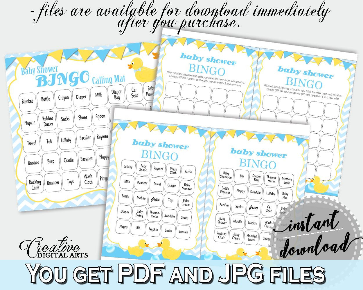 Baby Shower Rubber Yellow Duck Baby Bingo Festivity BINGO60 CARDS GAME, Party Décor, Customizable Files, Party Organization - rd002 - Digital Product