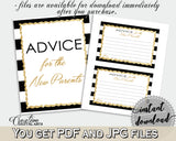 Advice For The Mommy To Be and Advice For The New Parents baby shower activities with black white stripes, glitter, instant download - bs001