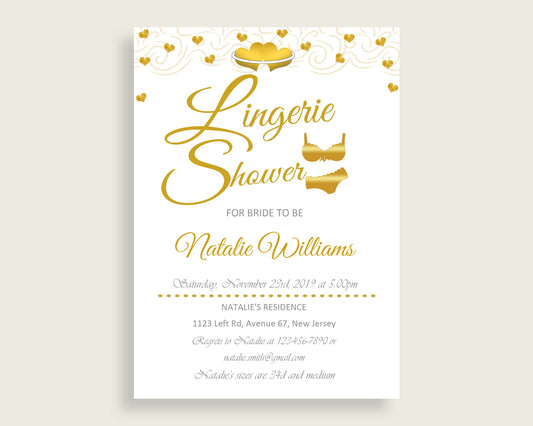 Lingerie Shower Invitation Bridal Shower Lingerie Shower Invitation Gold Hearts Bridal Shower Lingerie Shower Invitation Bridal Shower 6GQOT