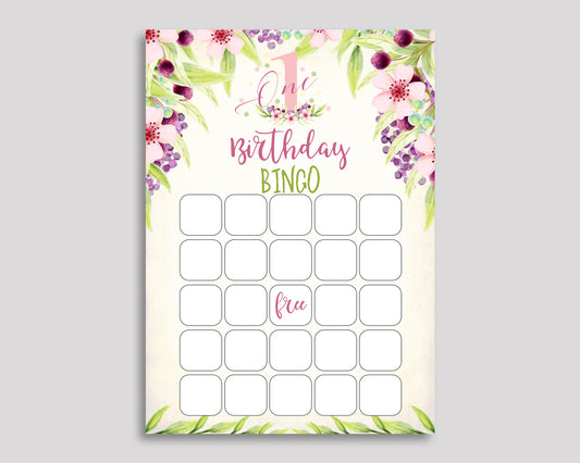 First Bingo Gift First Birthday Bingo Blank First Bingo Cards Pink Green Birthday Activity Girl KAF9O