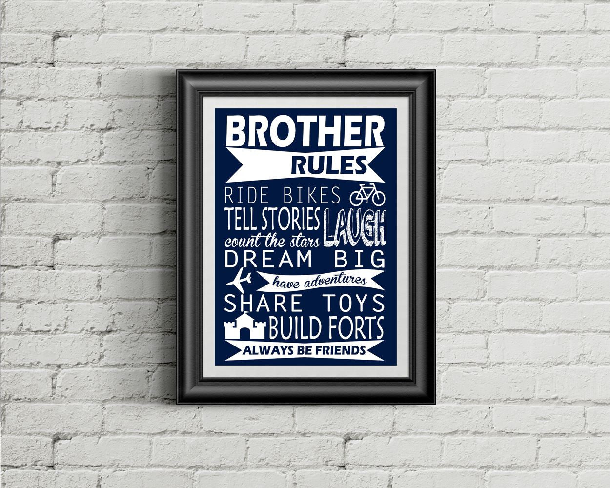 Wall Art Brother Rules Digital Print Brother Rules Poster Art Brother Rules Wall Art Print Brother Rules Kids Art Brother Rules Kids Print - Digital Download