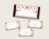 Flower Blush Hershey Candy Bar Wrapper Printable, Pink Green Chocolate Bar Wrappers, Girl Shower Candy Labels, Instant Download, VH1KL