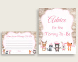 Advice Cards Baby Shower Advice Cards Forest Girl Baby Shower Advice Cards Baby Shower Forest Girl Advice Cards Pink White pdf jpg OBJUF - Digital Product