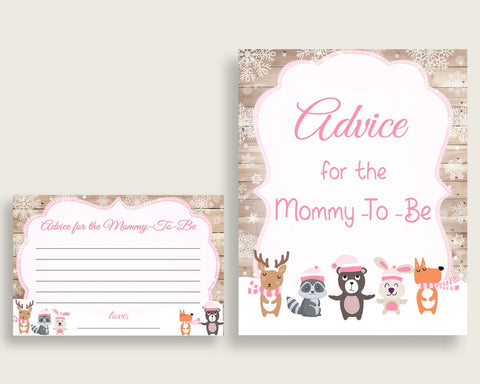 Advice Cards Baby Shower Advice Cards Forest Girl Baby Shower Advice Cards Baby Shower Forest Girl Advice Cards Pink White pdf jpg OBJUF - Digital Product