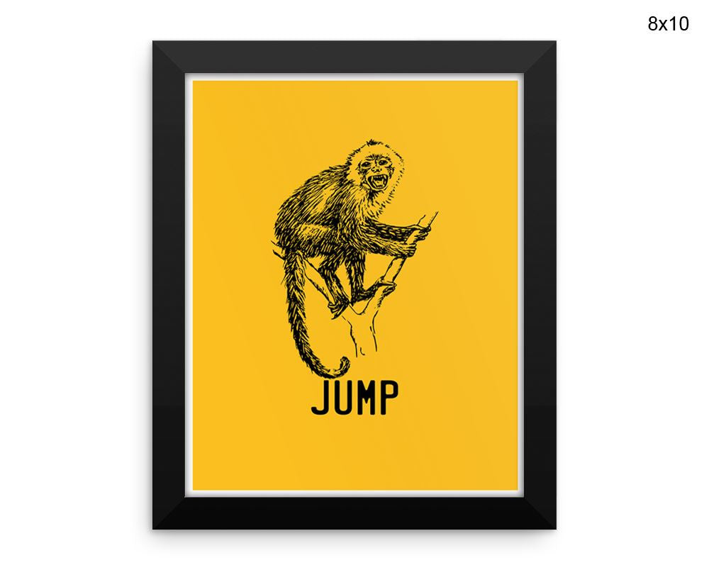 Jump Monkey Print, Beautiful Wall Art with Frame and Canvas options available Living Room Decor