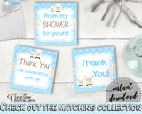 Little Lamb Blue Boy Baby shower THANK YOU favor square tags printable blue theme sheep, digital file, Jpg Pdf, instant download - fa001
