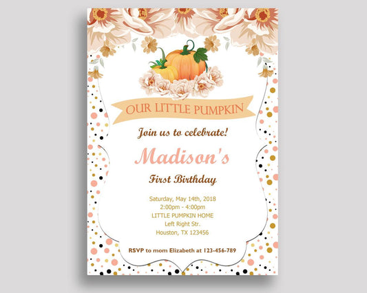 Pumpkin Birthday Invitation Pumpkin Birthday Party Invitation Pumpkin Birthday Party Pumpkin Invitation Girl girl pumpkin party YDV3L - Digital Product