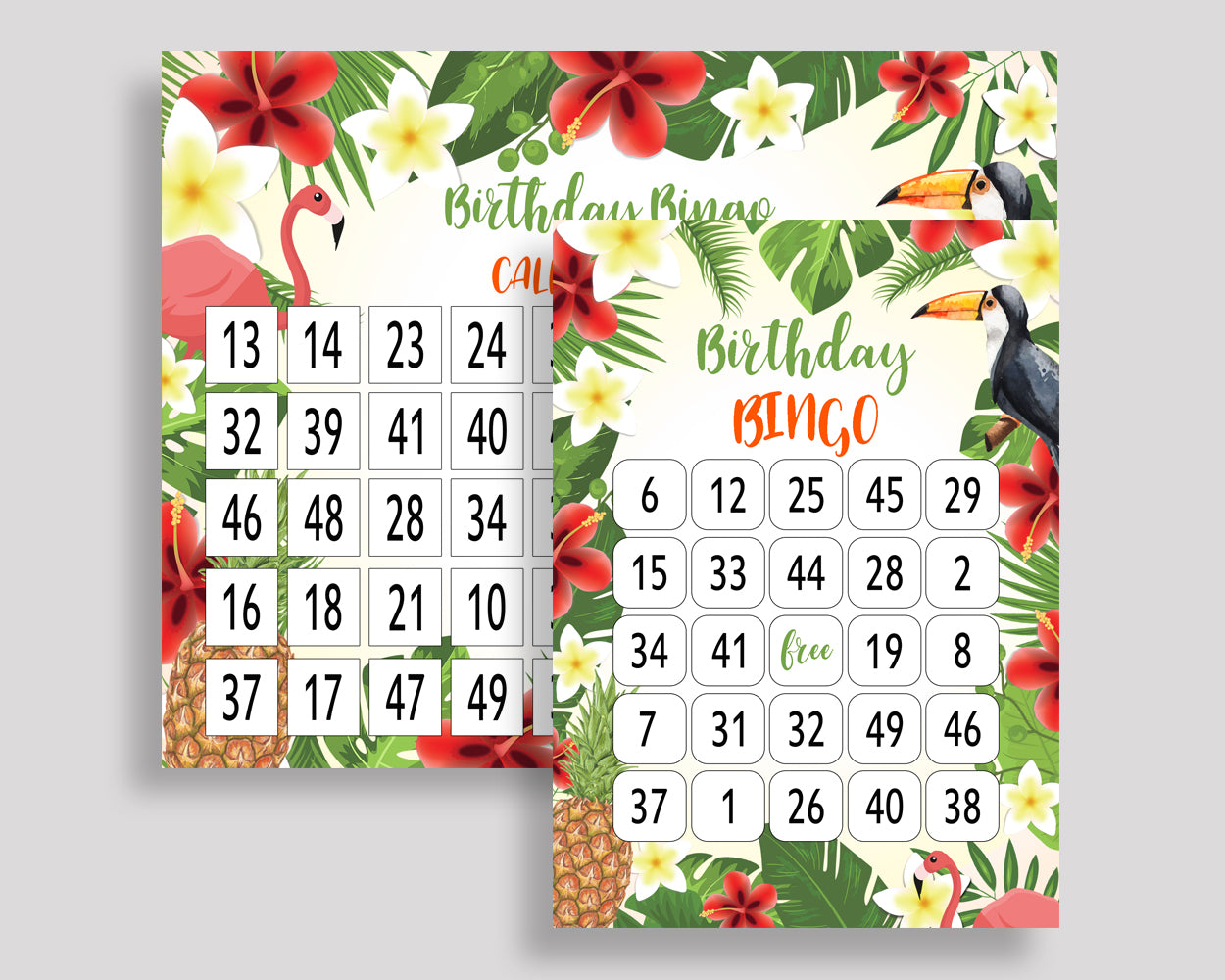 Tropical Bingo Cards Tropical Bingo Game Tropical Birthday Bingo Cards Green Yellow Bingo 60 Cards Boy Girl 8LFM8