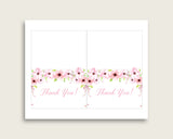 Pink Green Thank You Cards Printable, Flower Blush Baby Shower Thank You Notes, Girl Shower Thank You Folded, Instant Download, VH1KL