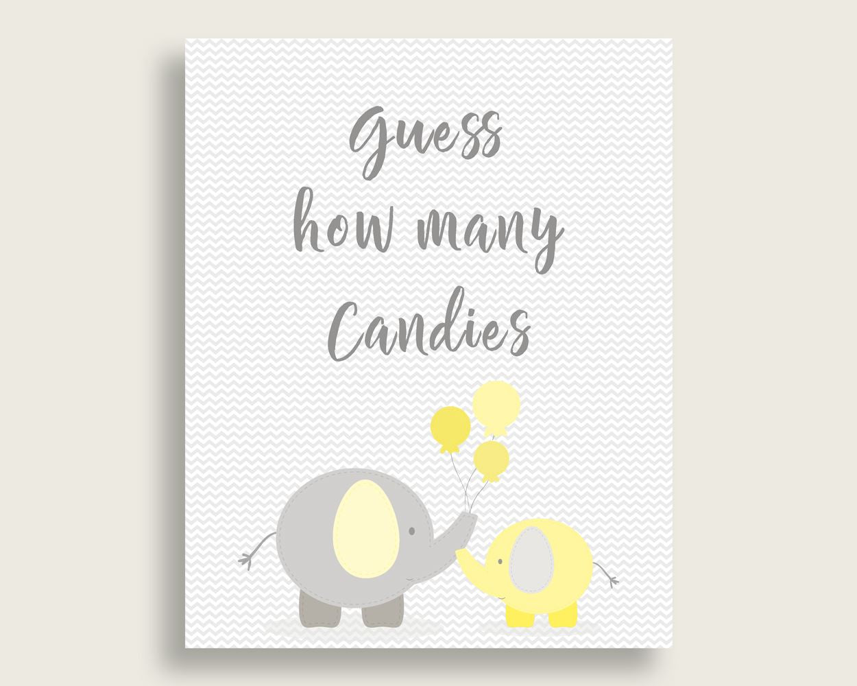 Candy Guessing Baby Shower Candy Guessing Yellow Baby Shower Candy Guessing Baby Shower Elephant Candy Guessing Yellow Gray prints W6ZPZ