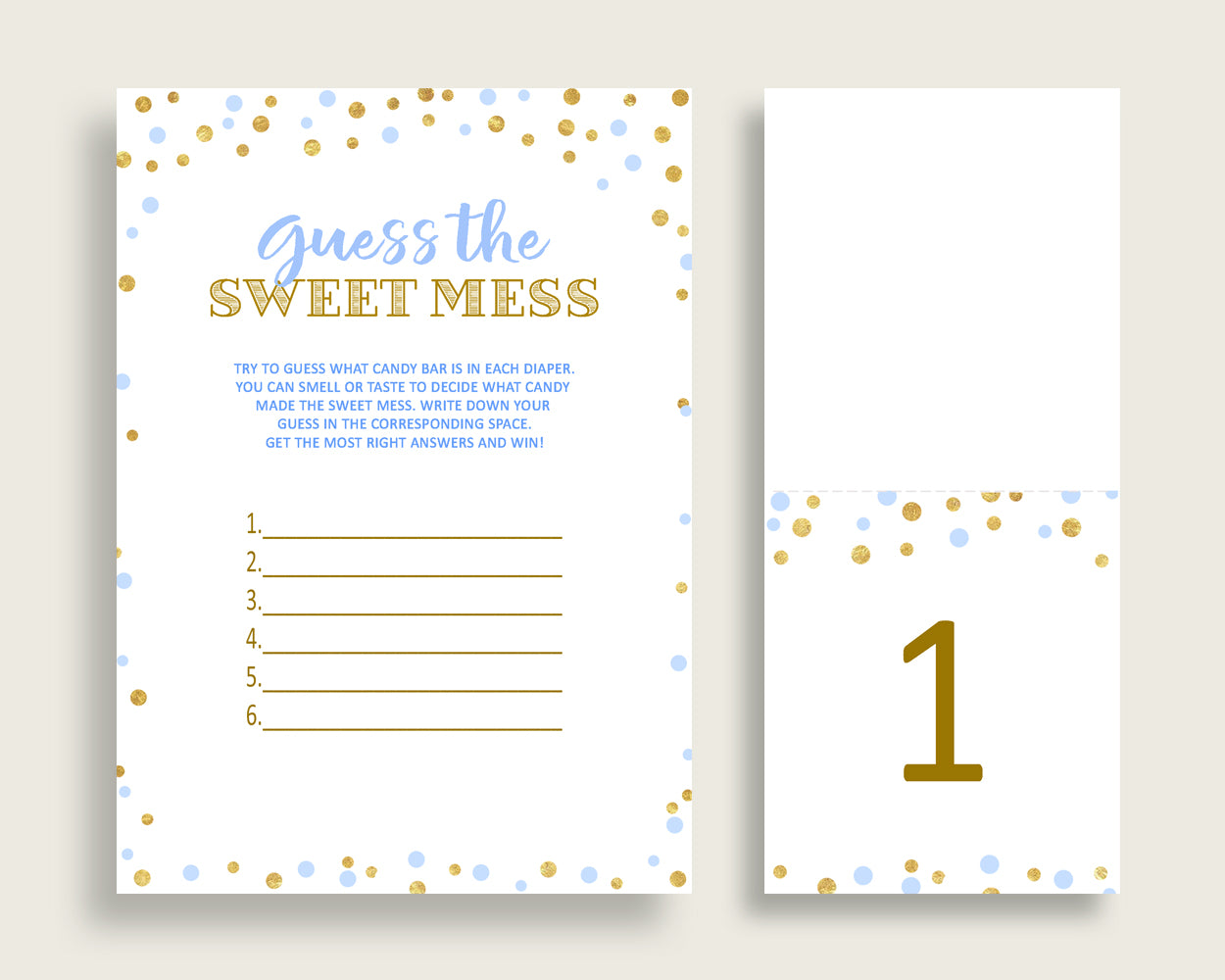 Sweet Mess Baby Shower Sweet Mess Confetti Baby Shower Sweet Mess Blue Gold Baby Shower Confetti Sweet Mess instant download prints cb001