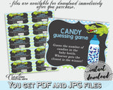 CANDY GUESSING GAME sign and tickets for baby shower with green alligator and blue color theme, instant download - ap002