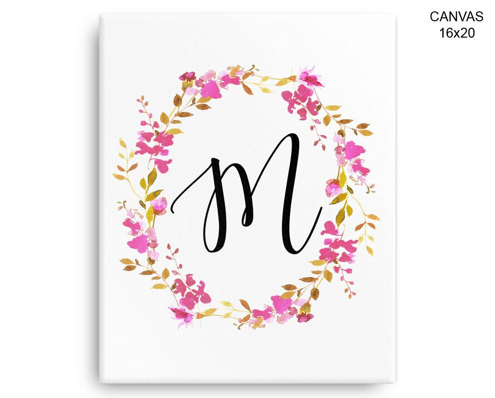 M Initial Print, Beautiful Wall Art with Frame and Canvas options available Letters Decor