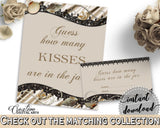 Seashells And Pearls Bridal Shower Guess How Many Kisses Game in Brown And Beige, guessing games, traditional bridal, party decor - 65924 - Digital Product