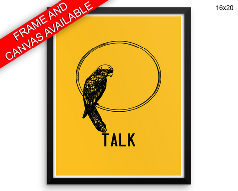 Talk Parrot Print, Beautiful Wall Art with Frame and Canvas options available Bedroom Decor