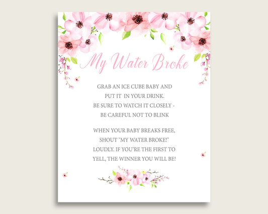 Flower Blush Baby Shower My Water Broke Game Printable, Pink Green Ice Cube Babies Game, Girl Baby Shower Frozen Babies Game Sign 8x10 VH1KL