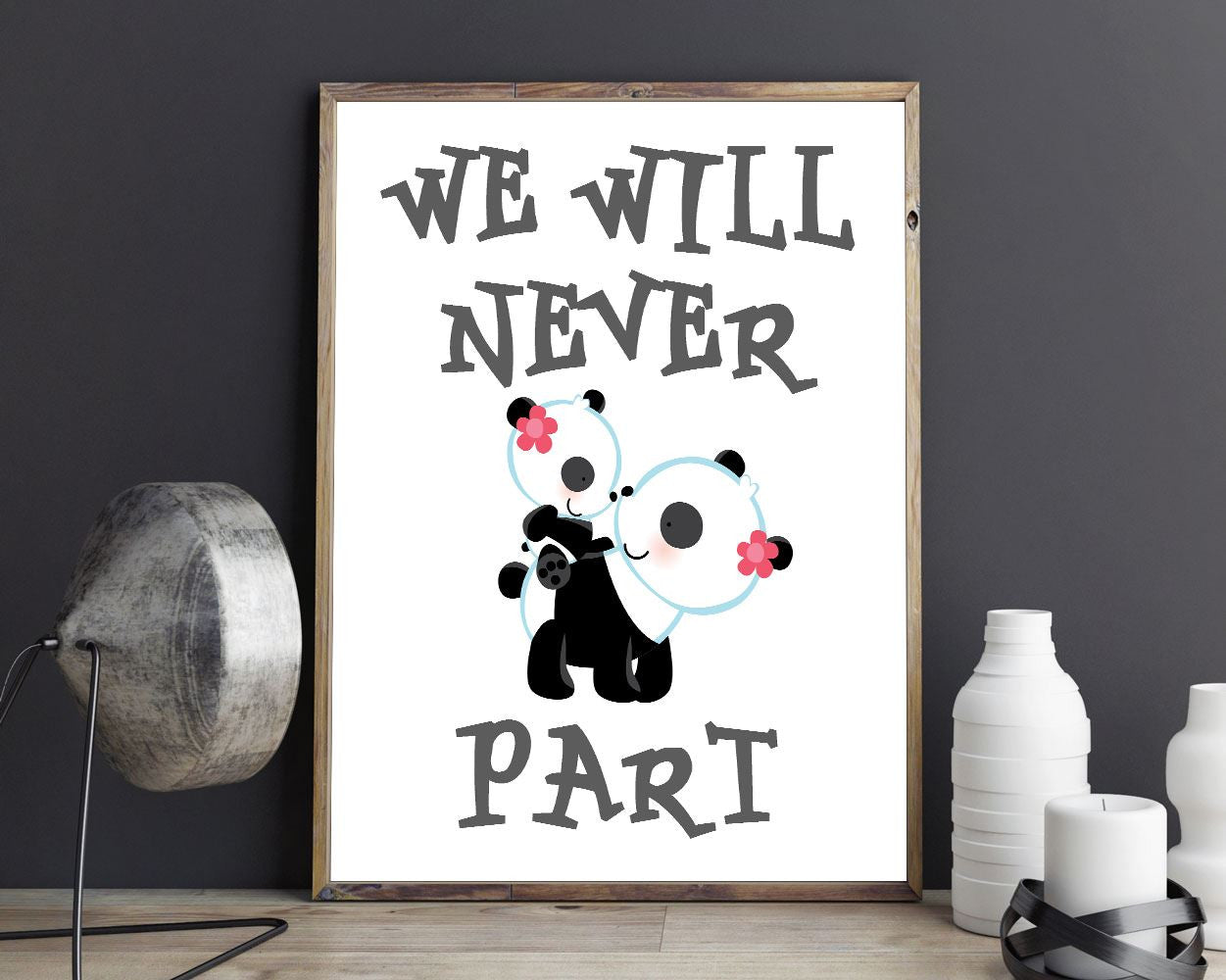 Wall Decor Nursery Printable Nursery Prints Nursery Sign Nursery  Printable Art Nursery never part animals nursery nursery pandas baby panda - Digital Download