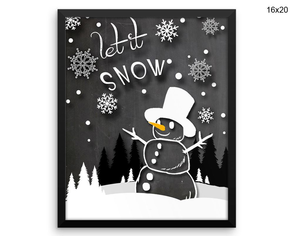 Snowman Print, Beautiful Wall Art with Frame and Canvas options available Winter Decor