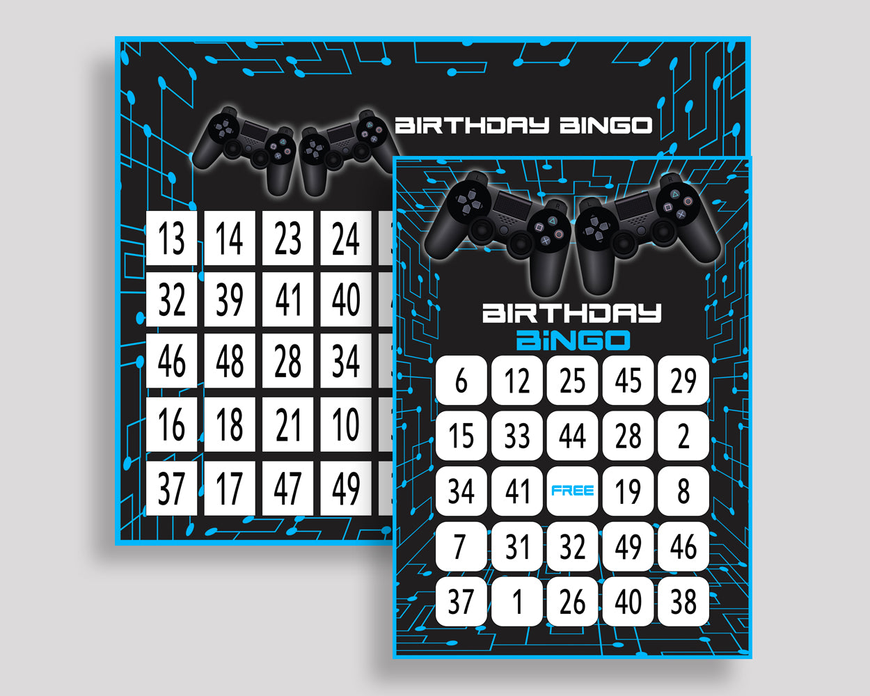 Video Game Bingo Cards Video Game Bingo Game Video Game Birthday Bingo Cards Black Blue Bingo 60 Cards Boy 5IAY6