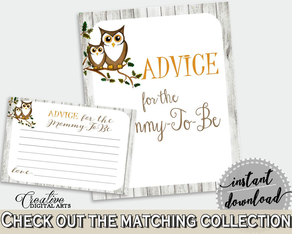 Advice Cards Baby Shower Advice Cards Owl Baby Shower Advice Cards Baby Shower Owl Advice Cards Gray Brown printables - 9PUAC - Digital Product