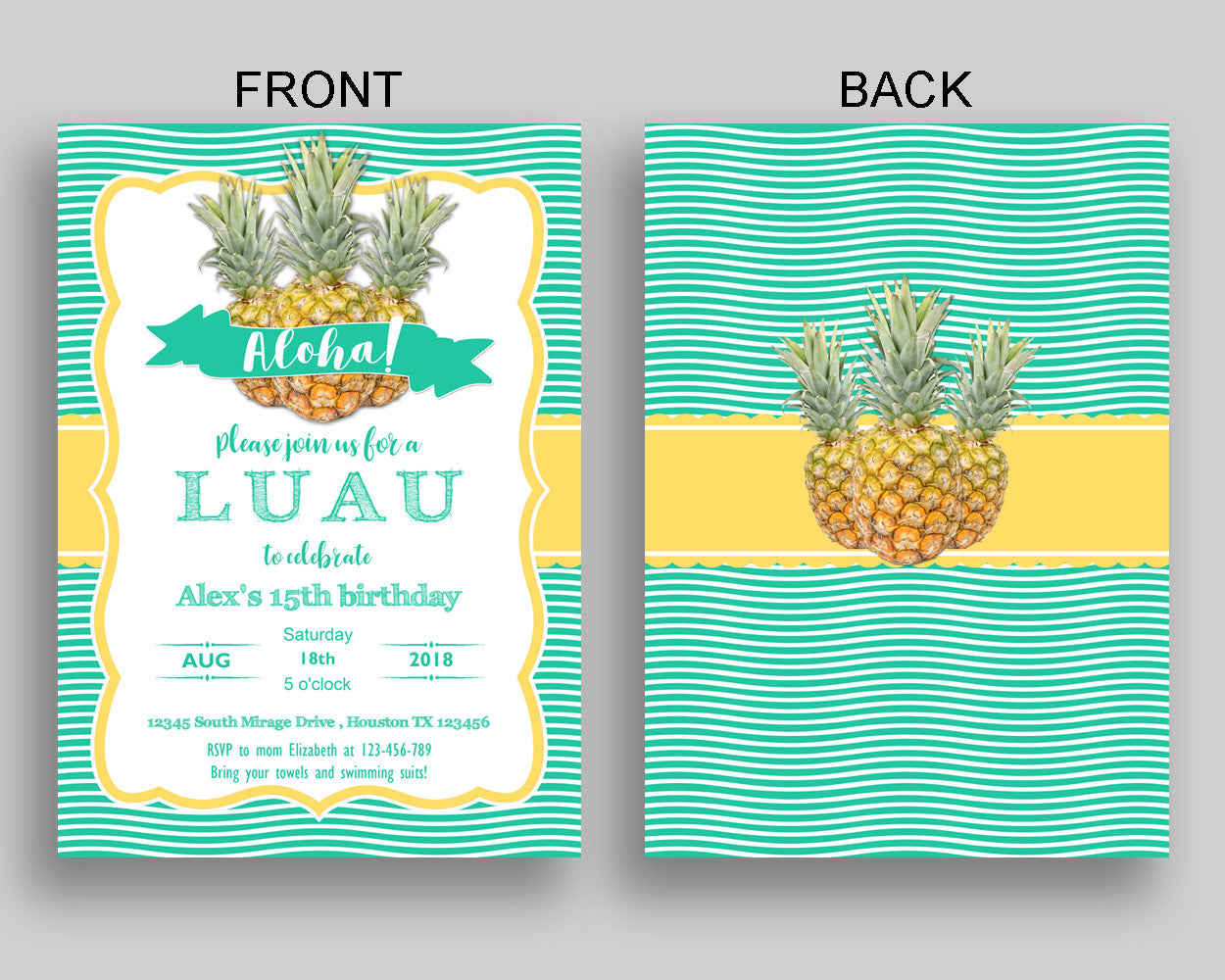 Aloha Birthday Invitation Hawaii Birthday Party Invitation Aloha Birthday Party Hawaii Invitation Boy Girl instant download, tropical TP62Z - Digital Product