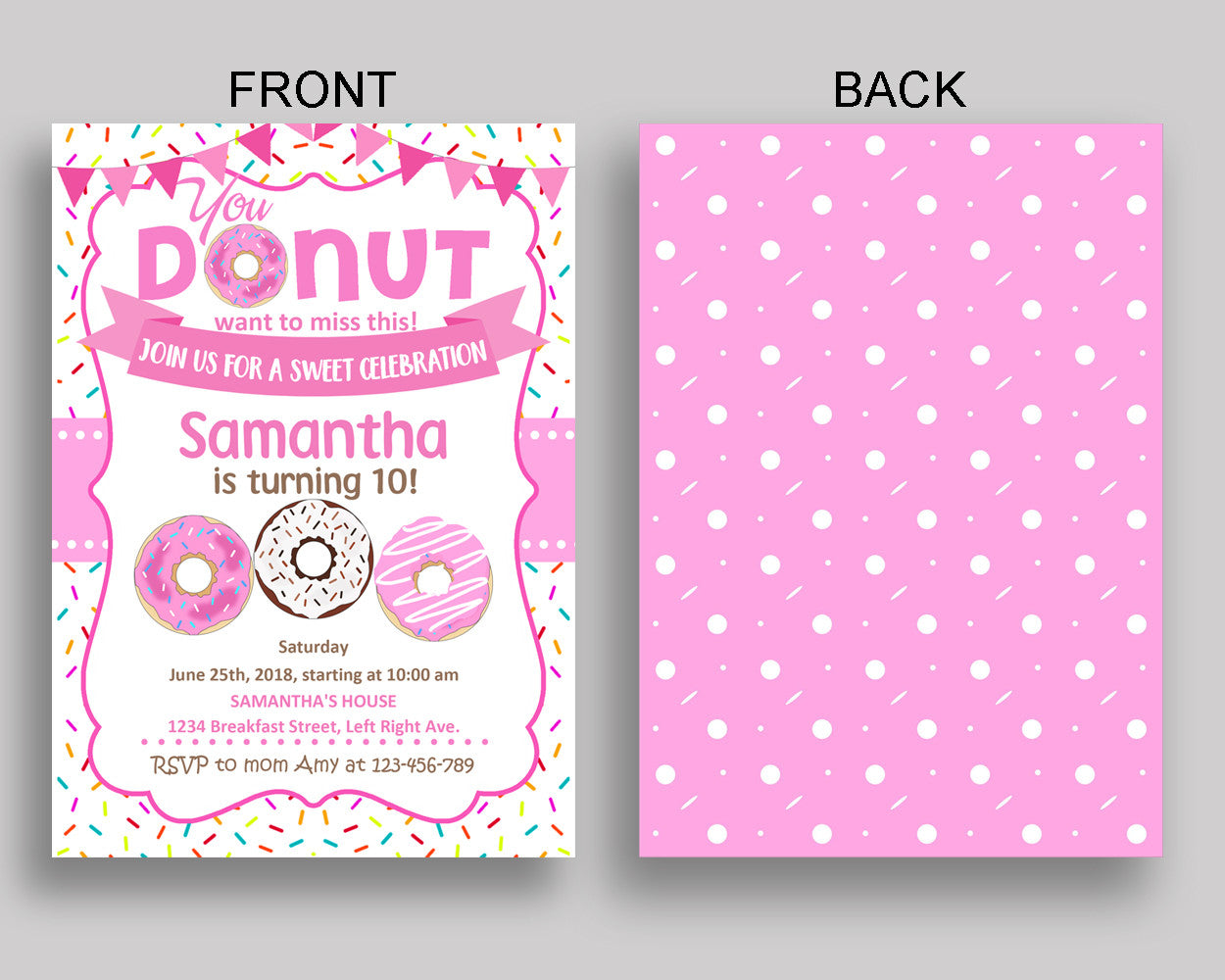 Doughnut Birthday Invitation Doughnut Birthday Party Invitation Doughnut Birthday Party Doughnut Invitation Girl any age, donut 31C0W - Digital Product