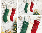 Knitted Holiday Stockings, Personalized Stockings, Embroidered Stocking, Christmas Stockings, Christmas Gift, Custom Stocking, Cable Knitted
