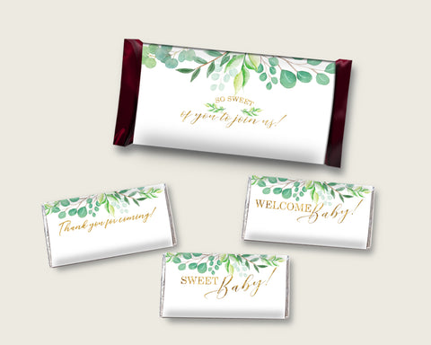 Greenery Hershey Candy Bar Wrapper Printable, Green Gold Chocolate Bar Wrappers, Gender Neutral Shower Candy Labels, Instant Download, Y8X33