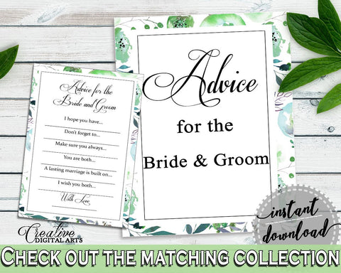 Advice Bridal Shower Advice Botanic Watercolor Bridal Shower Advice Bridal Shower Botanic Watercolor Advice Green White party plan 1LIZN - Digital Product