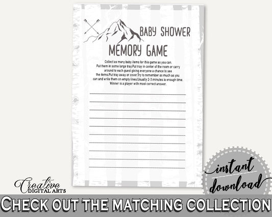 Memory Game Baby Shower Memory Game Adventure Mountain Baby Shower Memory Game Gray White Baby Shower Adventure Mountain Memory Game S67CJ - Digital Product