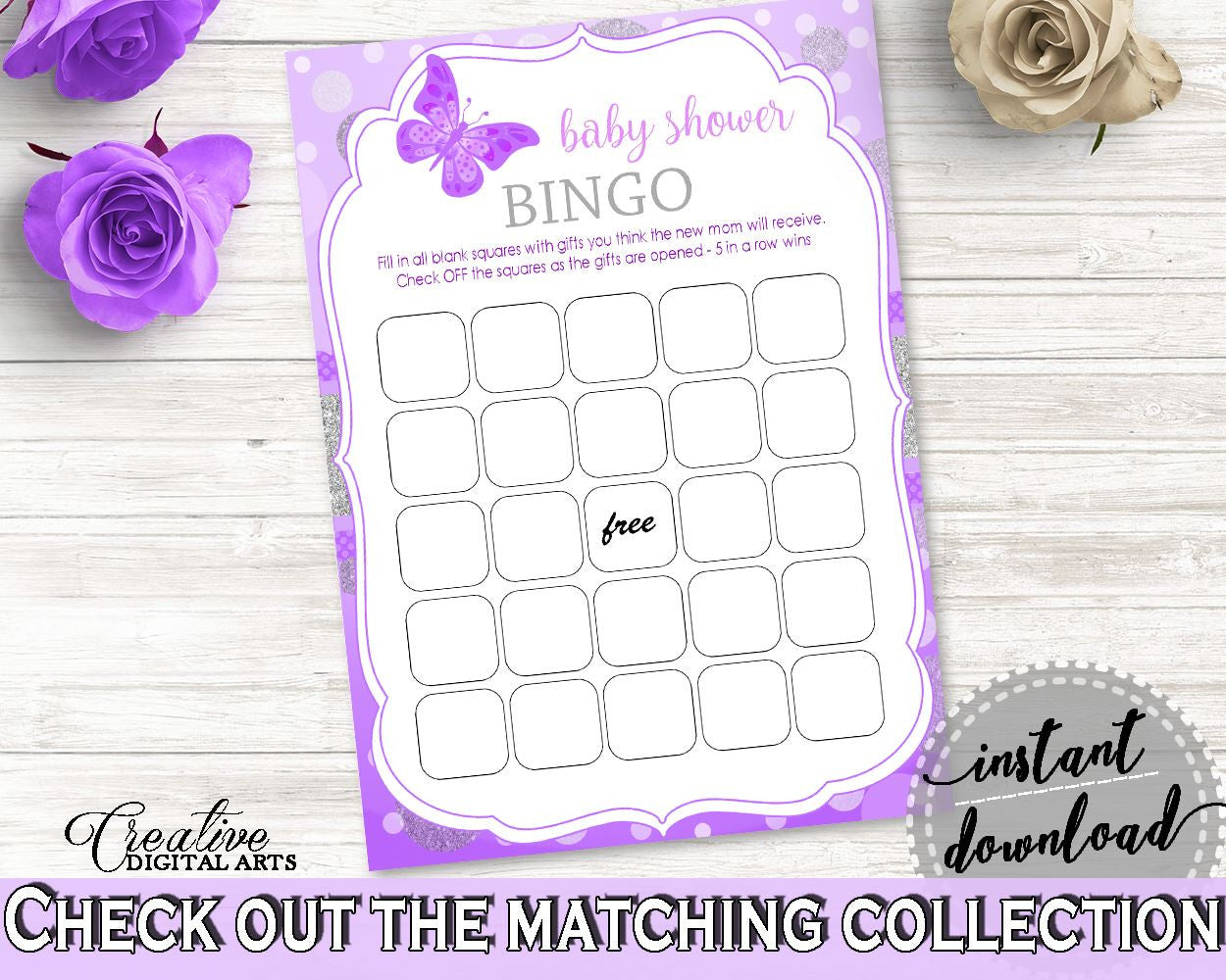 Bingo Gift Game Baby Shower Bingo Gift Game Butterfly Baby Shower Bingo Gift Game Baby Shower Butterfly Bingo Gift Game Purple Pink 7AANK - Digital Product