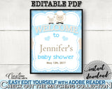 Baby Shower Blue Lamb WELCOME sign editable, sheep boy shower blue theme printable, digital files, instant download - fa001