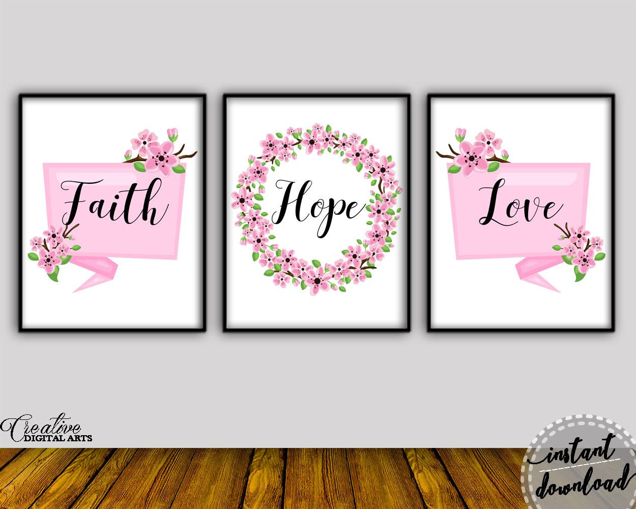 Wall Art Faith Hope Love Digital Print Faith Hope Love Poster Art Faith Hope Love Wall Art Print Faith Hope Love Living Room Art Faith Hope - Digital Download