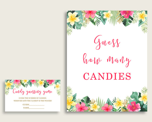 Pink Green Candy Guessing Game, Hawaiian Baby Shower Girl Sign And Cards, Guess How Many Candies, Candy Jar Game, Jelly Beans, Instant 955MG