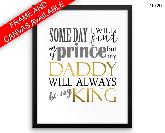 Daddy Print, Beautiful Wall Art with Frame and Canvas options available Father Decor