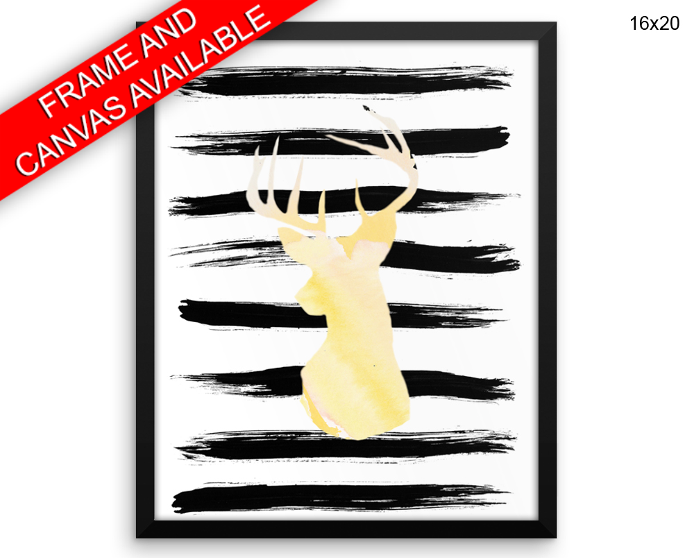 Deer Watercolor Print, Beautiful Wall Art with Frame and Canvas options available Living Room Decor