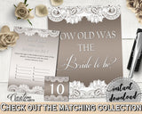 How Old Was The Bride To Be in Traditional Lace Bridal Shower Brown And Silver Theme, fiancée age, bridal filigree, party plan - Z2DRE - Digital Product