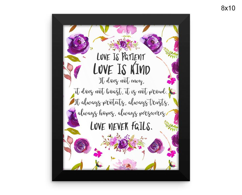 Love Is Patient Love Is Kind Print, Beautiful Wall Art with Frame and Canvas options available