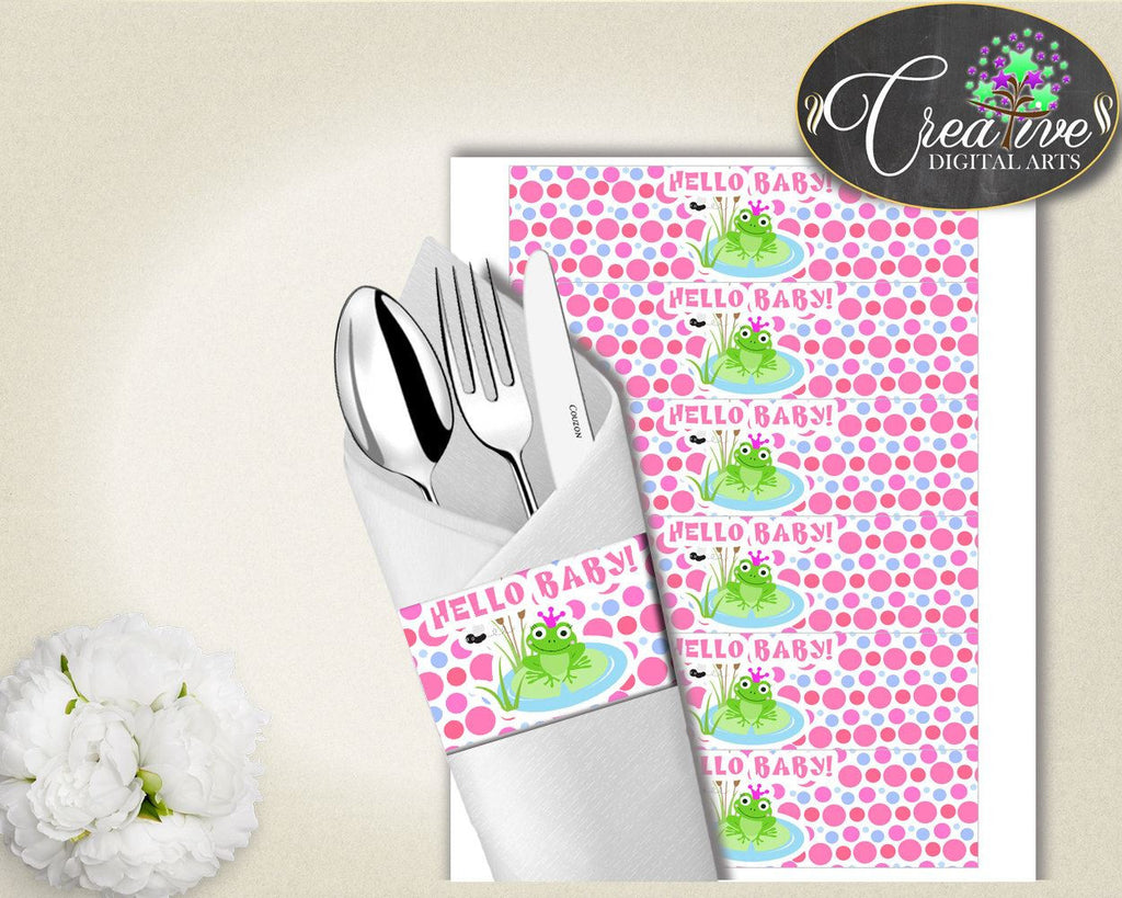 Baby Prince Charming Baby Shower Kermit Utensils Decorations Napkin Stickers NAPKIN RINGS, Pdf Jpg, Party Organizing - bsf01 - Digital Product