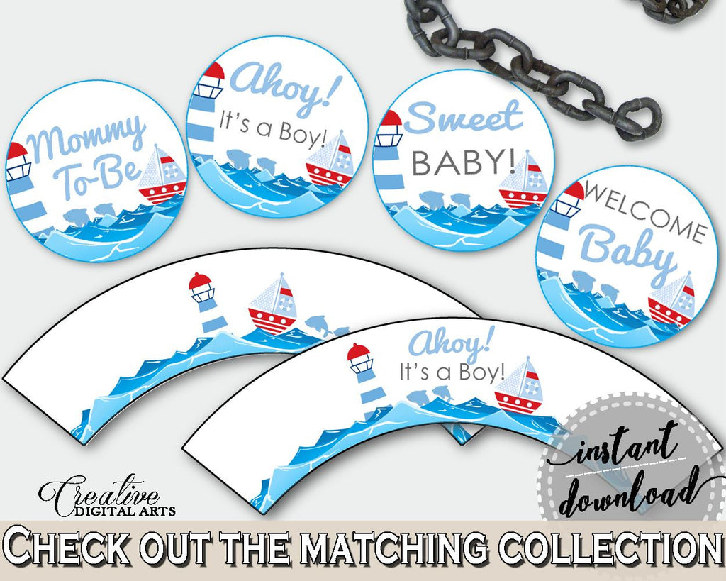 Cupcake Toppers And Wrappers Baby Shower Cupcake Toppers And Wrappers Nautical Baby Shower Cupcake Toppers And Wrappers Baby Shower DHTQT - Digital Product