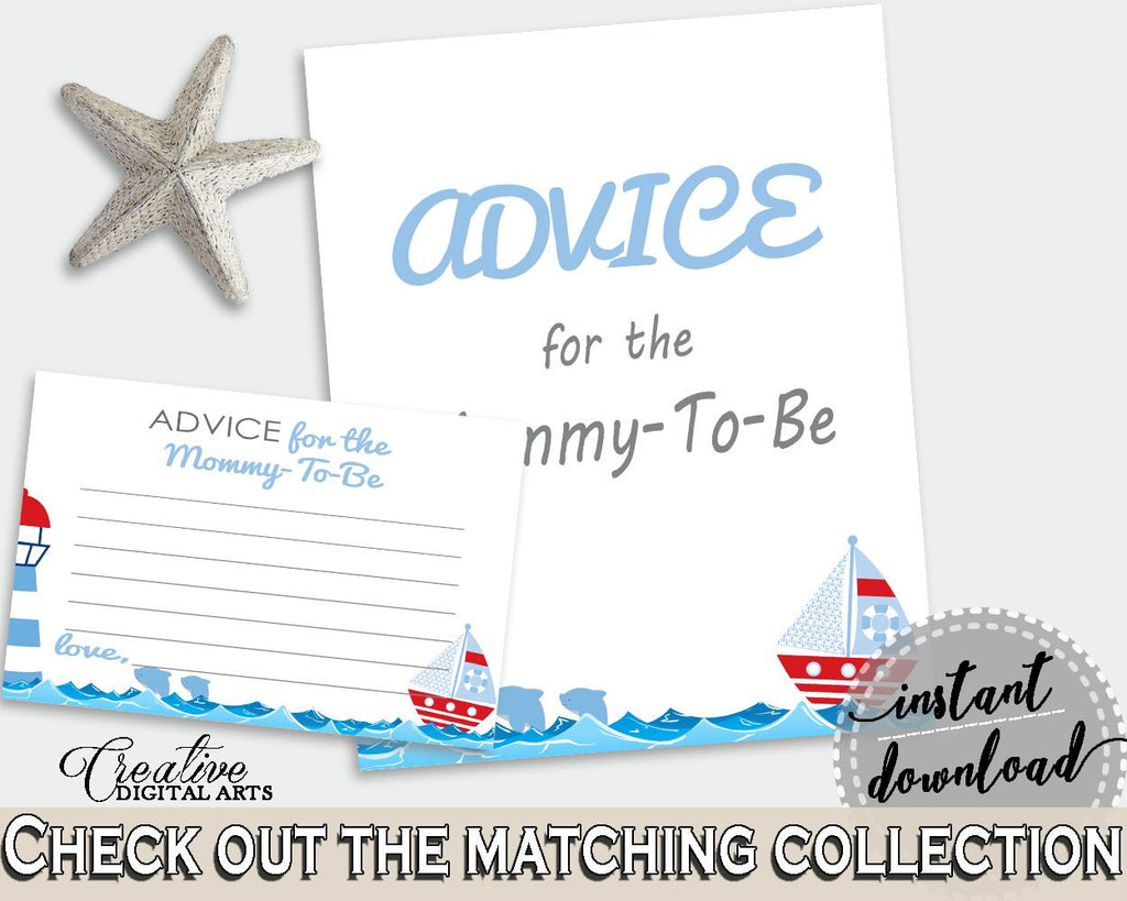 Advice Cards Baby Shower Advice Cards Nautical Baby Shower Advice Cards Baby Shower Nautical Advice Cards Blue Red party décor DHTQT - Digital Product