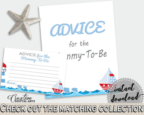 Advice Cards Baby Shower Advice Cards Nautical Baby Shower Advice Cards Baby Shower Nautical Advice Cards Blue Red party décor DHTQT - Digital Product